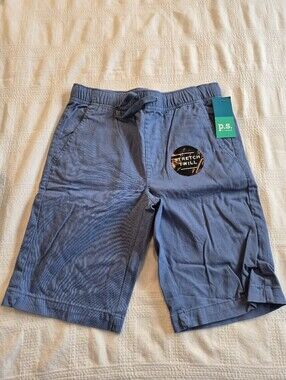 P. S. from Aeropostale boys 10 shorts blue pull on twill shorts 4 pockets NWT
